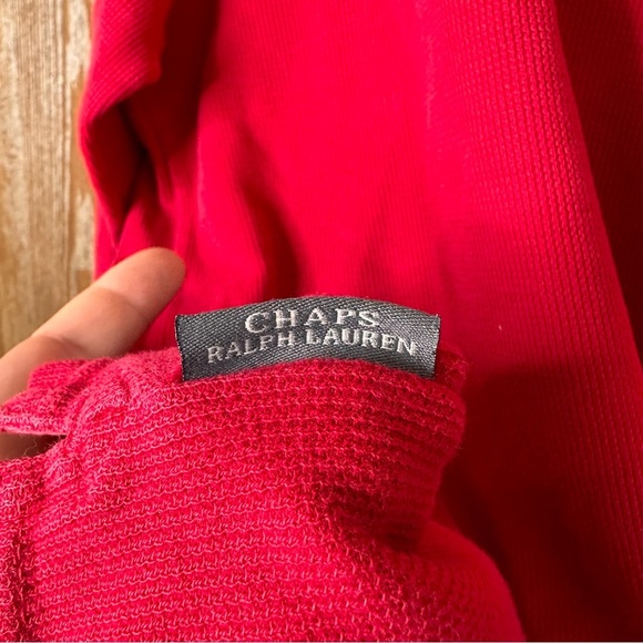 Vintage Chaps Ralph Lauren V Neck Sweater Men Size Large Heavyweight 100% Cotton - Picture 6 of 10